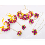 Floral-Jewelry-With-Necklace-Earrings-,-Matha-Patti-Style-Tikka-Item#-1